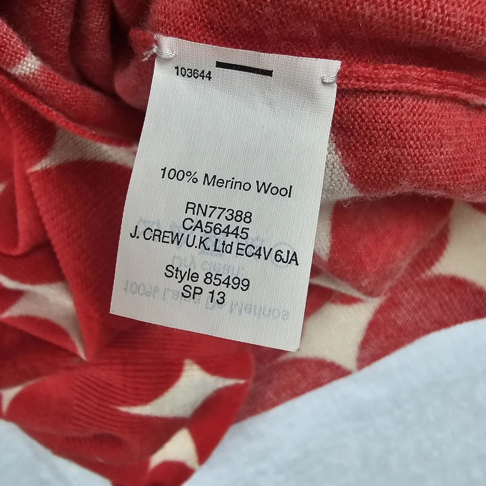 J.Crew Merino Wool Sweater M Red White Blue‎ 4th Celebration Work Office